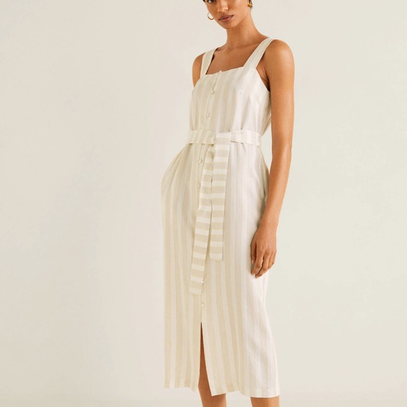 Mango Dresses & Skirts - Mango midi striped linen summer elegant dr…